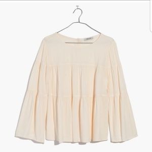 Madewell Tiered Button-Back Blouse Top Cream